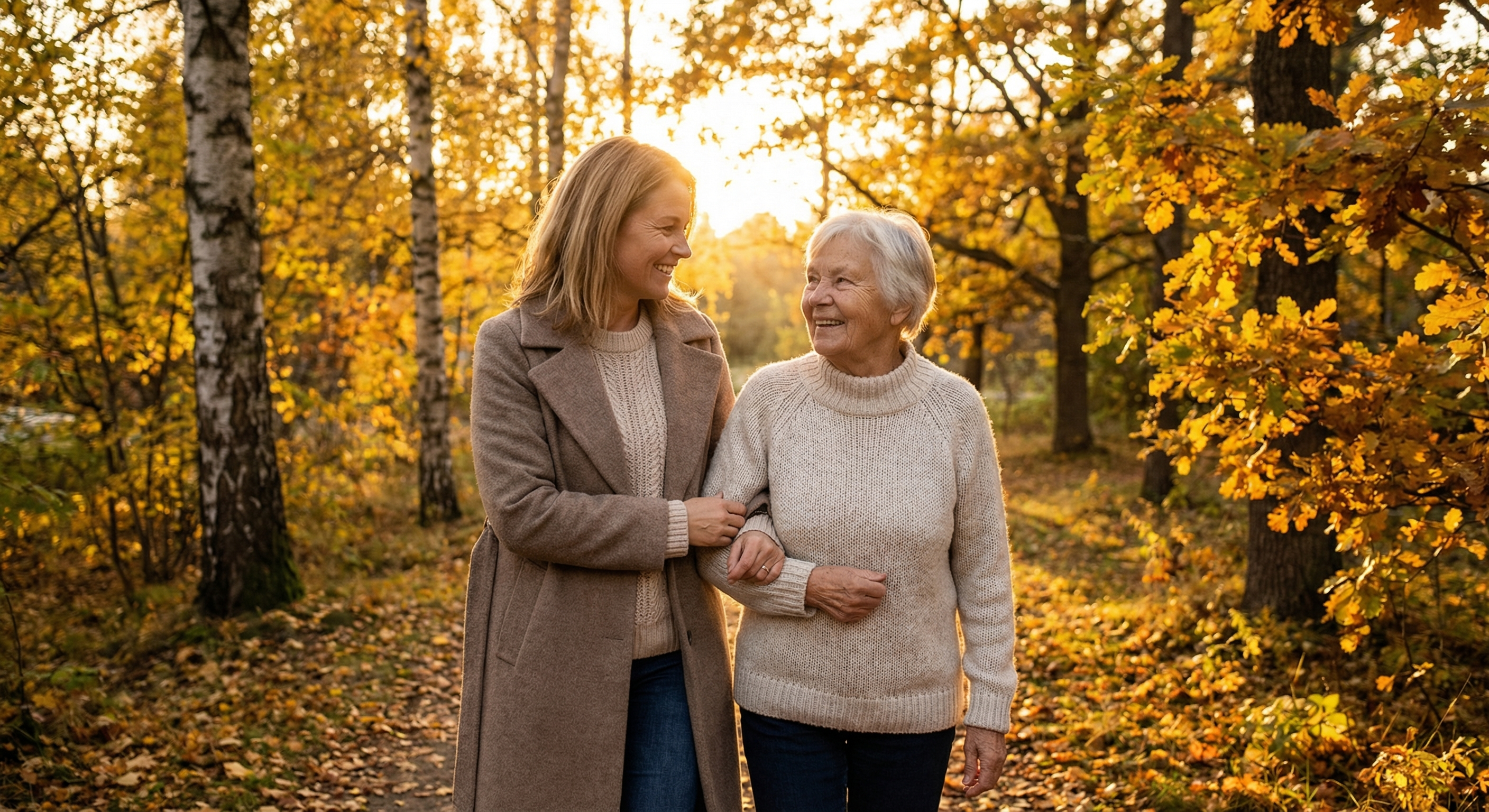 Datter og mamma på tur i parken